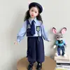 Conjunto de Duas Peças Feminino Estilo Academia Desenho Animado Coelho Policial Judy Outono e Primavera Moda para Meninas Tendência