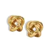 Pendientes de Nudo Trenzado Dorado Estilo Maillard Europeos y Americanos Transfronterizos Lujo Accesible Estilo Ins de Gama Alta Pendientes de Nudo Envuelto