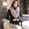 Ropa de Invierno Leche de Papaya Nuevo Estilo Coreano Estilo Chanel Ropa Acolchada de Algodón Cuello de Piel de Zorro Real Cuero PU Chaqueta Acolchada de Algodón Ajustada Chaqueta Acolchada de Algodón