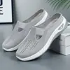 Zapatos Zapatos para Mujer Versátiles Zapatos Casuales Transpirables Punta Abierta Medio Zapato Slip-On Zapatos Perezosos Zapatos de Malla Tejidos Voladores Zapatos de Suela Suave