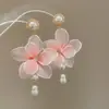 Pendientes de Borla de Flor de Perla Rosa Plateada Clavos de Oreja Pequeños Frescos Estilo Mori Accesorios de Oreja de Alta Gama Moda Venta al por Mayor
