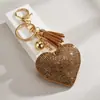 Novo Chaveiro da Moda Celebridade da Internet em Formato de Coração Pingente de Couro Veludo Coreano Chaveiro com Strass Coração Presente para Amantes Venda por Atacado