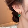 Brincos de contas redondas verdes de estilo nacional vintage feminino 2024 Novo estilo chinês de entrada brincos de luxo brincos simples de alta qualidade para mulheres