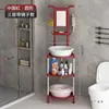 Lavabo de Acero Inoxidable de Pie Estilo Tradicional Rústico para Uso Doméstico, Estante de Almacenamiento Simple para Baño