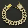 Pulsera de Hip Hop Exagerada para Hombre con Cadena Cubana Completa de Diamantes, Joyería con Personalidad Genial, Accesorios
