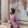 [Simeng] Vestido Camisero Minimalista Hebilla Inclinada Camisa Larga Protector Solar Oversize Vestido Irregular