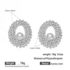 Pendientes Cruzados Transfronterizos Europeos y Americanos de Flor de Zirconia y Botón de Perla de Cobre Vintage, Pendientes Versátiles de Moda de Lujo Ligero de Gama Alta