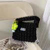 Bolso de hombro vintage plisado con diseño de nubes, bolso de algodón fresco y portátil para compras en la axila, bolso de compras con forma de corazón para chica coreana.