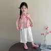 Roupa de Verão 2026 Novo Estilo para Meninas Hanfu Roupa Chinesa Tradicional de Verão Infantil Bebê Muito Bonito Conjunto de Duas Peças Estilo Fino