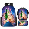 Cabelo verde estranho Grinch transfronteiriço nova mochila dos desenhos animados bolsa de ombro bolsa de três peças bolsa caneta uma geração de cabelo