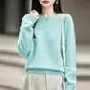 Suéter de punto de lana sin costuras para mujer, otoño e invierno, estilo retro, corte holgado, manga larga, top básico casual