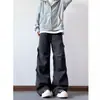 Jeans de paracaidista de diseño plisado de marca moderna estilo americano para hombre, moda urbana, geniales y casuales, corte holgado, pierna recta, pantalones versátiles de pierna ancha