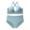 Conjunto de Sujetador Sexy con Espalda de Tirantes Cruzados para Ropa Interior Deportiva Yoga Sin Aro de Acero Chaleco Sin Tirantes Calzoncillos