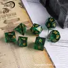 Jogo de Mesa Dungeons & Dragons Dresso Conjunto de 7 Peças Padrão de Pinheiro e Cipreste Poliedro Espesso Dados de Cristal DND Vidro Verde