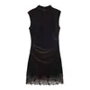 Comercio Exterior Transfronterizo Otoño 2025 Nuevo Estilo Europeo y Americano Moda Femenina Vestido Sexy de Encaje y Terciopelo 8779
