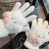 Nuevos Guantes Lindos de Estrella Kitty para Mujer, Invierno Gato Kt Felpa Cálidos y a Prueba de Frío Estudiante Engrosados de Cinco Dedos Guantes de Ciclismo