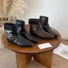 Primer Encuentro: Botines Retro Cuadrados de Temporada Británicos para Mujer, Nueva Colección Otoño 2026, Botines Nude Adelgazantes con Cremallera Trasera y Hebilla
