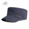 Chapéus Masculinos Fashionáveis Estilo Coreano com Topo Plano Atacado Primavera e Verão Algodão Puro de Alta Qualidade Proteção Solar Bonés de Beisebol Chapéus Militares para Mulheres