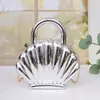 Bolso de concha con acabado de espejo metálico, nuevo estilo para mujer, bolso de mano brillante, bolso cruzado, bolso de hombro con cadena, bolso cuadrado pequeño elegante