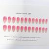 24 piezas transfronterizas, uñas con degradado de color rosa melocotón y almendra, uñas puntiagudas europeas y americanas, parche de uñas francés simple, comercio exterior exclusivo