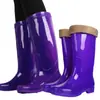 Botas de lluvia de moda para mujer, de caña alta, secado rápido, antideslizantes, impermeables, suela de tendón, botas de lluvia para adultos, protección laboral, zapatos de goma para mujer