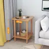 Mesa de centro redonda nórdica de dupla camada - 2 mesas pequenas modernas para salas de estar pequenas, mesas laterais de sofá com armazenamento