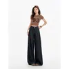 Jeans de verano finos para mujer de color azul oscuro, modernos y versátiles, pantalones casuales de nuevo estilo de cintura alta, pantalones de pierna ancha para petite