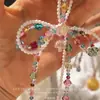 Diseño Color Dopamina Abalorios Lazo Estrella Colgante Dulce Arcoíris Cadena para Teléfono Llavero Ins