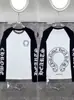 Camiseta de manga longa raglan com combinação de cores clássica 24SS CH para casais transfronteiriça
