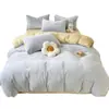 Conjunto de Quatro Peças de Veludo Leite, Veludo Coral Espesso, Capa de Edredom de Veludo Dupla Face, Conjunto de Três Peças de Flanela para Dormitório, Veludo Quente de Inverno