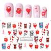 Pegatinas de uñas con marca de agua nuevas transfronterizas Día de San Valentín rojo romántico Círculo de Amor tenedor ajedrez pegatinas de agua al por mayor uñas