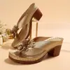 Pantuflas de Tacón Alto Cuadradas Transfronterizas para Mujer, Calzado de Verano para Exterior, Nuevo Estilo 2026, Punta Abierta, Modernas, Elegantes Chanclas para Mujer