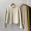 Moletom Quente Curto com Gola Alta e Zíper Duplo, Engrossado com Veludo Alemão, Corte Slim, Ajuste na Cintura, Camada Interna Quente para Mulheres, Novo Modelo de Inverno