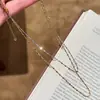 Collar de Plata de Ley S925 Pequeño Cuadrado Estilo Ins Dorado y Plateado para Mujer, Diseño Sencillo de Nicho, Moderno y Versátil