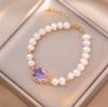 Pulsera de Perlas de Agua Dulce Estilo Japonés-Coreano para Mujer con Zircón Púrpura Puerta Este Moda Celebridad de Internet Diseño Elegante Sensación Pulsera