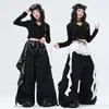 Ropa para niñas de danza jazz, tops de manga larga infantiles modernos y geniales, atuendos de actuación de street dance, ropa elegante de jazz para práctica para niños