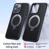 Adequado para Apple 17Promax Fibra de Carbono Magnético Giratório Suporte Capa de Celular Iphone16 Kevlar Capa Protetora