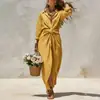 Colección Otoño 2026: Vestidos para Mujer para Dropshipping Transfronterizo - Vestido Francés Elegante Casual de Color Sólido con Pliegues