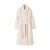 [Shengdu] Novo Casaco de Inverno Simples e Elegante com Gola Fechada, Um Botão, Solto e Macio, de Lã, Comprimento Médio para Mulheres