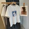 Camiseta de Algodón Puro Estilo Coreano Hombro Normal Manga Corta para Mujer Verano 2026 Nuevo Holgada Adelgazante Versátil Elegante