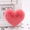 Llavero de Bolita de Pelo con Forma de Corazón para el Día de San Valentín Colgante de Corazón para Bolso de Pelo Artificial de Conejo Rex Colgante de Peluche para Coche Venta al por Mayor