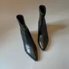 Botas pretas estilo francês, de bico fino, salto grosso, salto alto, material elástico, curtas, emagrecedoras e elegantes para mulheres, adequadas para primavera e outono