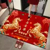 Tapete de Piso de Ano Novo 2026 Ano do Cavalo Tapete Festivo para Porta de Entrada Capacho Tapete de Entrada Tapete para Sala de Estar Hall de Entrada