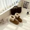 Botas de Nieve Gruesas con Suela Gruesa de Cordero Shearling Estilo Nuevo Invierno para Mujer, Zapatos de Algodón Gruesos con Forro de Terciopelo, Protección contra el Frío, Cálidos