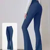 Calça de yoga levemente flare com efeito bumbum de pêssego, calça esportiva de cintura alta que levanta o bumbum para mulheres, calça flare justa para fitness, calça de yoga de perna larga