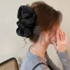 Grampo de Cabelo de Tecido Acrílico com Renda de Bolinhas Estilo Coreano para Mulheres, Piranha Vintage e Doce com Toque de Luxo, Acessório de Cabelo de Nicho para Mulheres