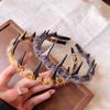 Diadema de Felpa de Leopardo de Alta Gama con Sentido Coreano para Mujer Otoño e Invierno Textura Esponjosa Parte Superior Craneal Alta Lavado de Cara Presión Diadema para el Cabello Adorno para la Cabeza