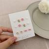 Set de pendientes de tachuela de flor de fruta de cerámica fresca estilo Mori diseño de nicho pendientes de chica de verano pendientes