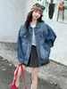 Jaqueta Jeans Infantil para Meninas, Nova Jaqueta Jeans Estilo Coreano para Primavera e Outono, Top Bordado Soltinho, Jaqueta Jeans Estilosa para Crianças Maiores no Outono