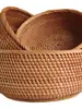 Cesta de frutas, cesta de armazenamento trançada de rattan vietnamita, bandeja de doces, prato de frutas redondo para a sala de estar, fruteira grande para uso doméstico, cesta para pães cozidos no vapor, prato de frutas secas